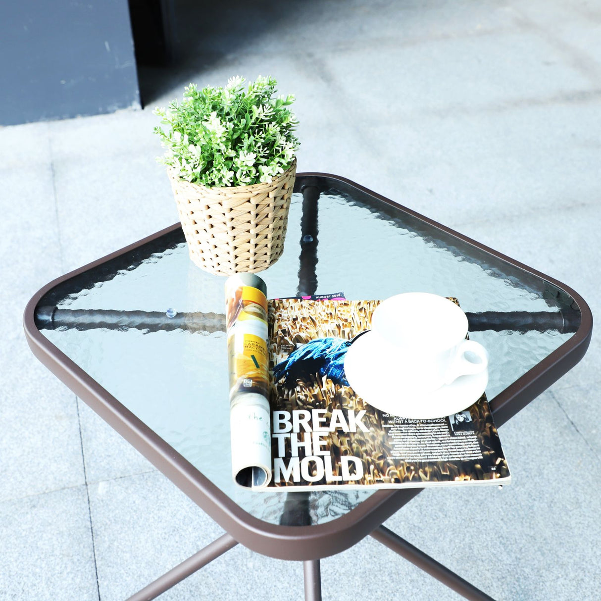 easycomfort easycomfort set mobili per esterno 2 sedie a dondolo con poggiapiedi e tavolino struttura in acciaio marrone e tessuto grigio ean 8054144135984