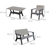 easycomfort easycomfort set tavolino e sedie adirondack da giardino ed esterno grigio e nero