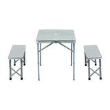 easycomfort easycomfort set tavolo da campeggio giardino con 2 panche pieghevole altezza regolabile in lega dalluminio argento ean 8054144136660