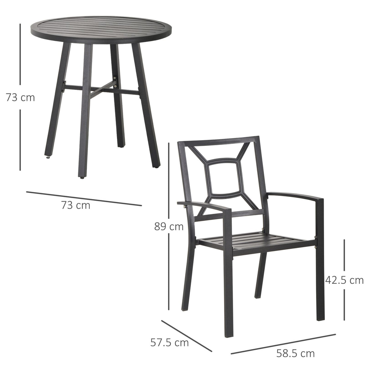 easycomfort easycomfort set tavolo e 2 sedie da giardino in acciaio per esterni nero ean 8055776911359