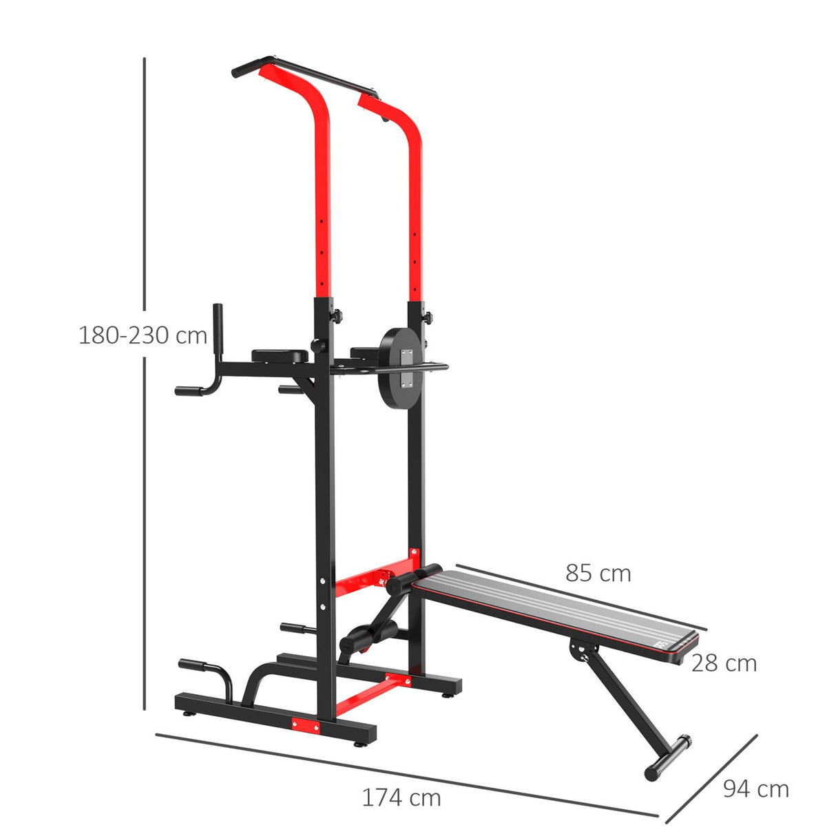 easycomfort easycomfort stazione da fitness pieghevole con altezza regolabile 180 230cm con barra ean 8054144132686