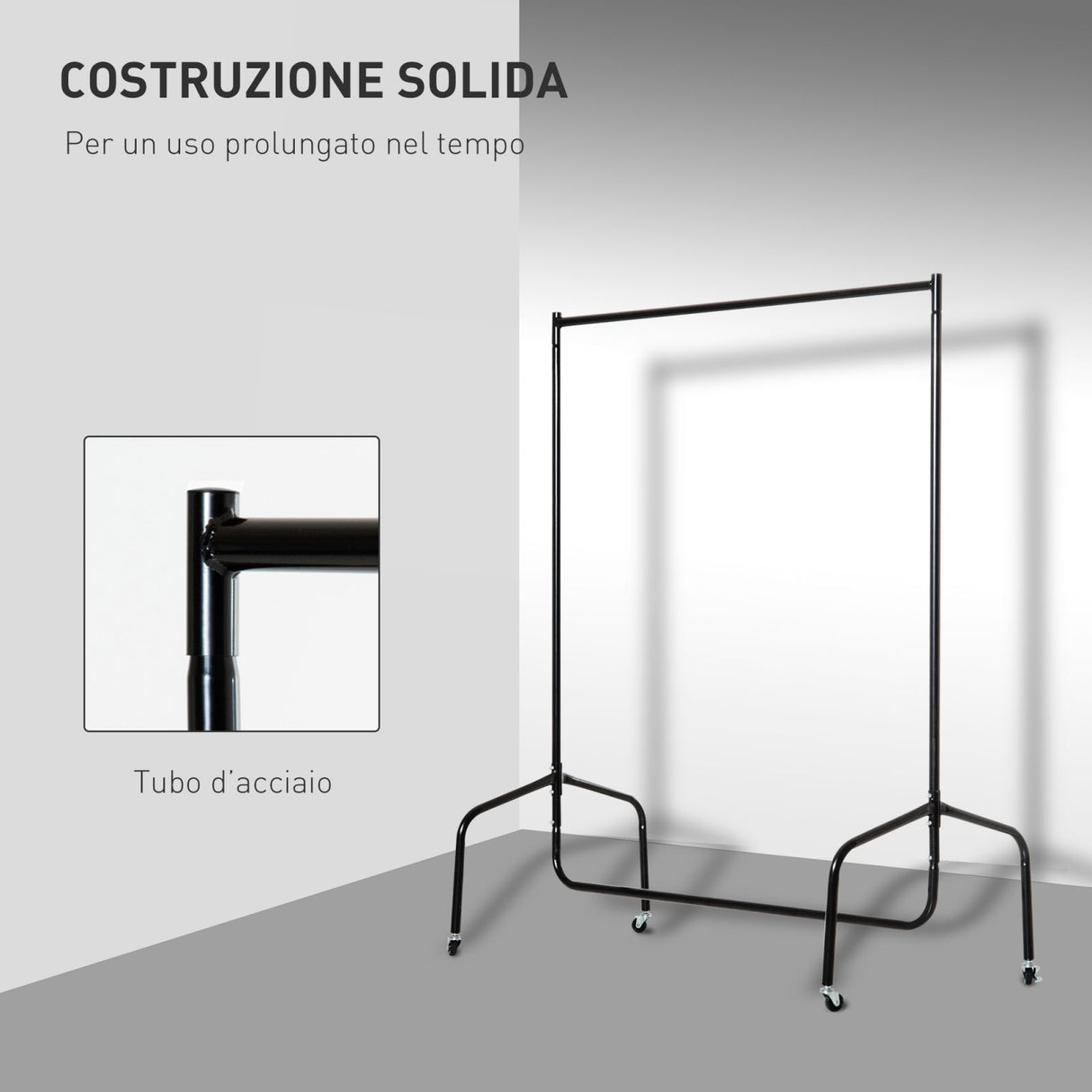 easycomfort easycomfort stender rella porta abiti con 4 rotelle in ferro 120x60x150cm ean 8054144130040