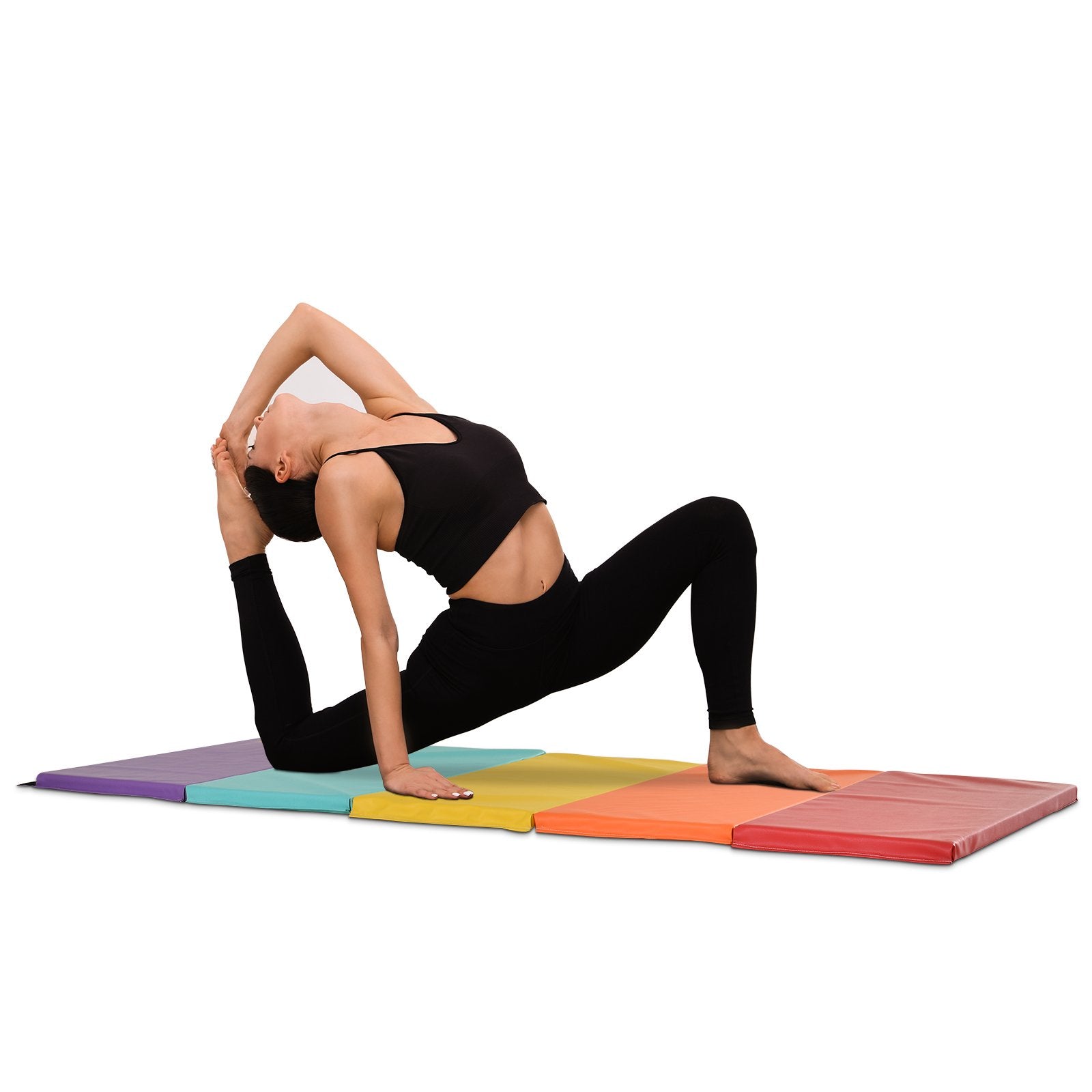 EASYCOMFORT Tappetino Fitness/Yoga per Palestra e Casa, con 5 Pannelli  Colorati e Pieghevoli, Imbottitura in EPE, 195x76x3 cm