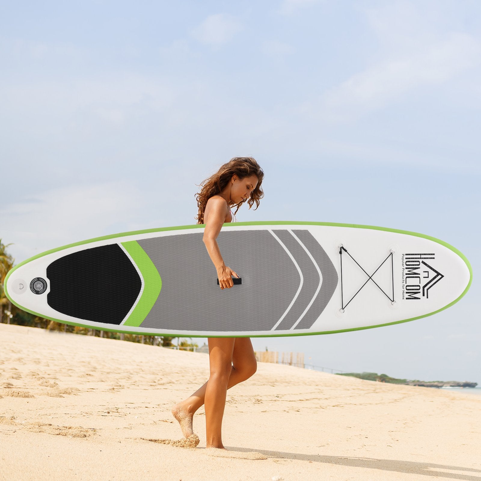 EASYCOMFORT Tavola SUP Gonfiabile con Accessori Inclusi, Tavola da Surf  Stand Up Paddle Board per Adulti e Teenager, 305x75x15cm Verde e Bianco