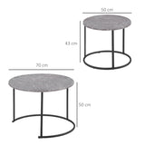 easycomfort easycomfort tavolini da salotto set 2 pezzi con piano effetto marmo in metallo nero