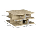 easycomfort easycomfort tavolino basso da salotto a 2 livelli in truciolato con ripiani aperti 70x70x36 5 cm color legno