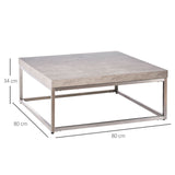 easycomfort easycomfort tavolino da caffe basso effetto cemento stile industriale in acciaio e mdf 80x80x34cm grigio