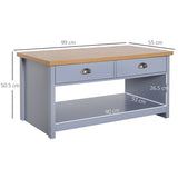 easycomfort easycomfort tavolino da caffe con maniglie 2 cassetti e 1 ripiano aperto in mdf 99x55x50 5cm