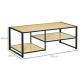 easycomfort easycomfort tavolino da caffe in stile industriale a 3 ripiani in mdf e acciaio 120x60x46cm