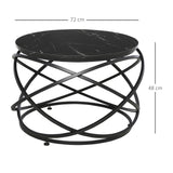 easycomfort easycomfort tavolino da caffe piano dappoggio rotondo con effetto marmo e struttura di design in metallo nero 72 x 48cm ean 8054144133317