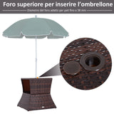 easycomfort easycomfort tavolino da esterno in rattan con foro per ombrellone marrone 54x54x55cm ean 8054144135755