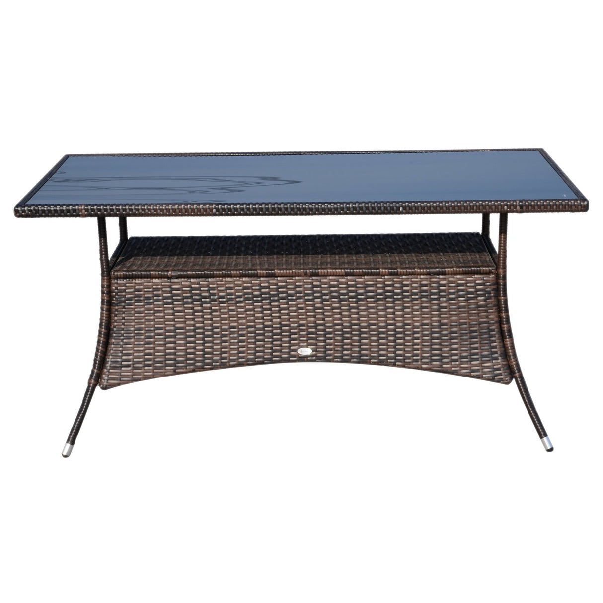 easycomfort easycomfort tavolino da giardino in pe rattan con ripiano inferiore marrone 150x85x74cm ean 8054144137292