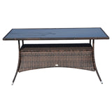 easycomfort easycomfort tavolino da giardino in pe rattan con ripiano inferiore marrone 150x85x74cm ean 8054144137292