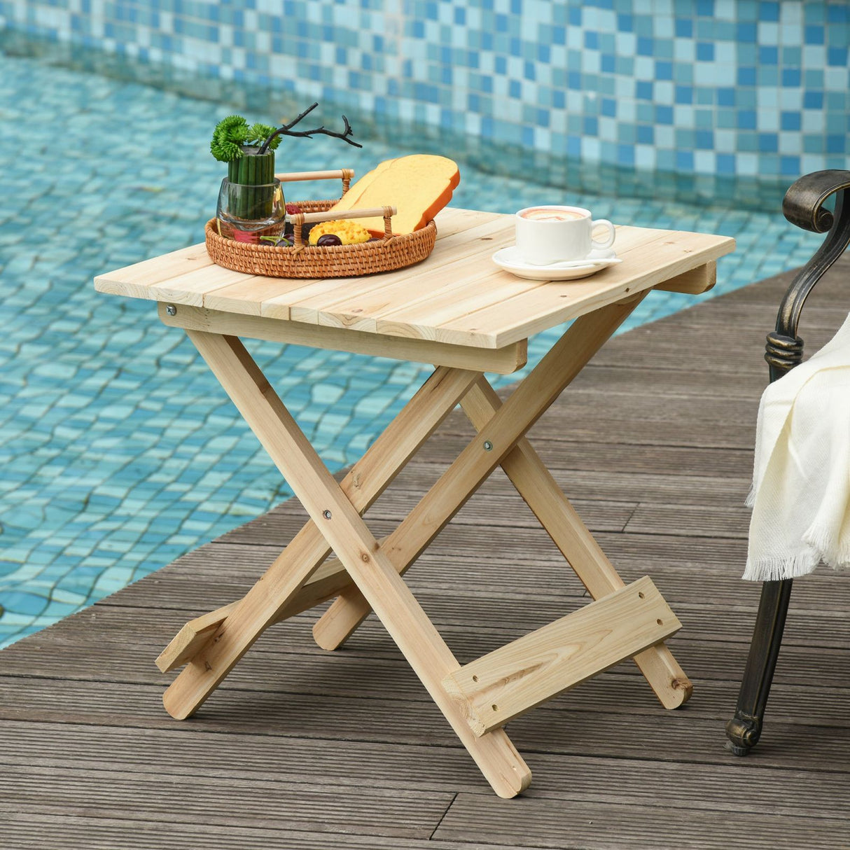 easycomfort easycomfort tavolino da giardino o da esterno pieghevole e portatile in legno 50x50x51cm ean 8054111848305