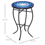 easycomfort easycomfort tavolino da giardino rotondo a mosaico in metallo con piano in ceramica 35 5x53 5cm