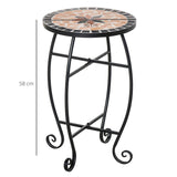 easycomfort easycomfort tavolino da giardino tavolo da esterno in metallo nero e ceramica nero e arancione 36 x 58cm ean 8054111849104