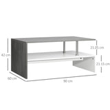 easycomfort easycomfort tavolino da salotto moderno a 2 livelli in truciolato e acciaio inox 90x60x42 cm bianco e cemento