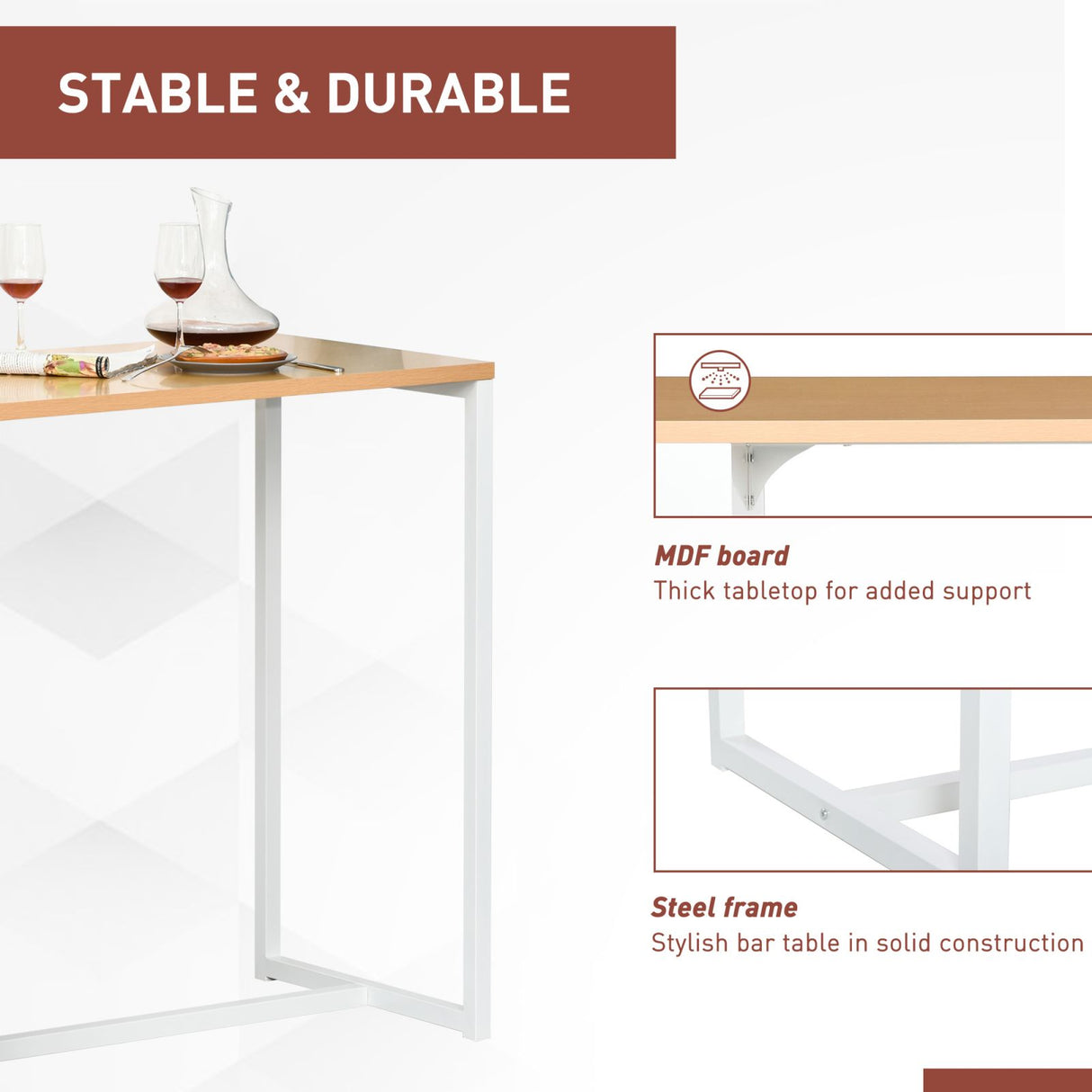easycomfort easycomfort tavolo alto da cucina e bar con 3 mensole in acciaio e mdf stile moderno ean 8054144133492