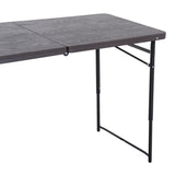 easycomfort easycomfort tavolo campeggio pieghevole portatile con altezza regolabile effetto legno 122x61x53715cm ean 8054111848480