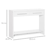 easycomfort easycomfort tavolo consolle da ingresso in truciolato con ripiano inferiore e 2 cassetti 101 6x28x76 2 cm bianco