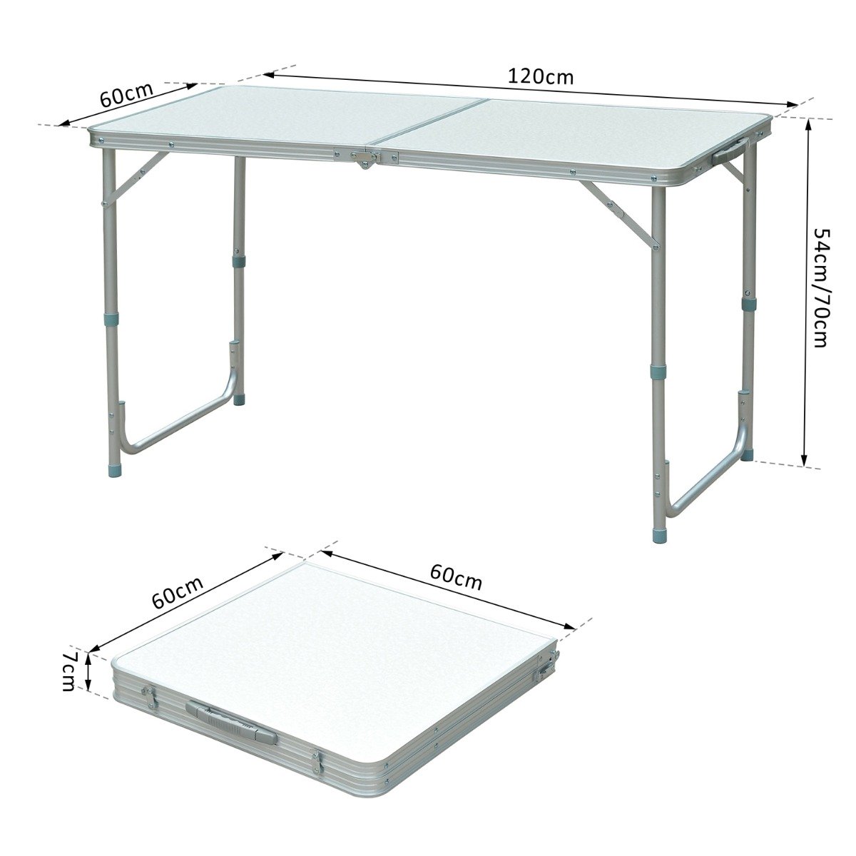 easycomfort easycomfort tavolo da campeggio picnic pieghevole portatile regolabile in altezza in alluminio 120 x 60 x 5470 cm ean 8054111843683