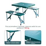 easycomfort easycomfort tavolo da picnic con 4 sedie richiudibile a valigetta in alluminio verde 84 5x39x10cm ean 8054111846257