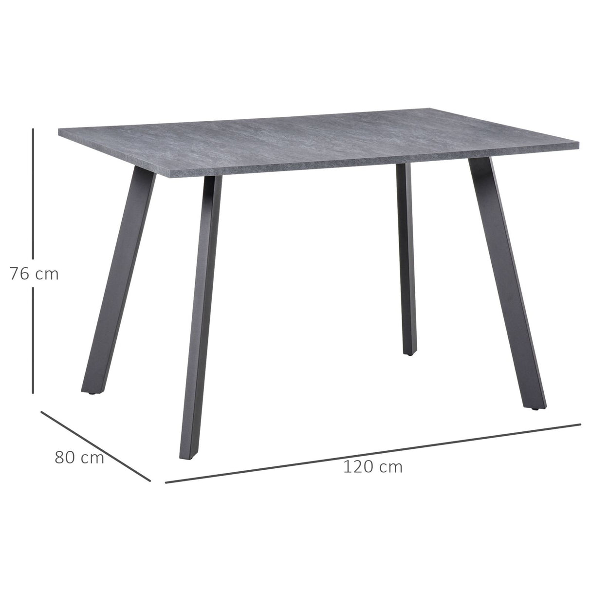 easycomfort easycomfort tavolo da pranzo rettangolare in mdf e metallo grigio scuro 120x80x76cm