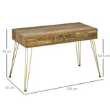 easycomfort easycomfort tavolo scrivania da ingresso stile vintage in truciolato e acciaio con 3 cassetti 120x55x79 cm