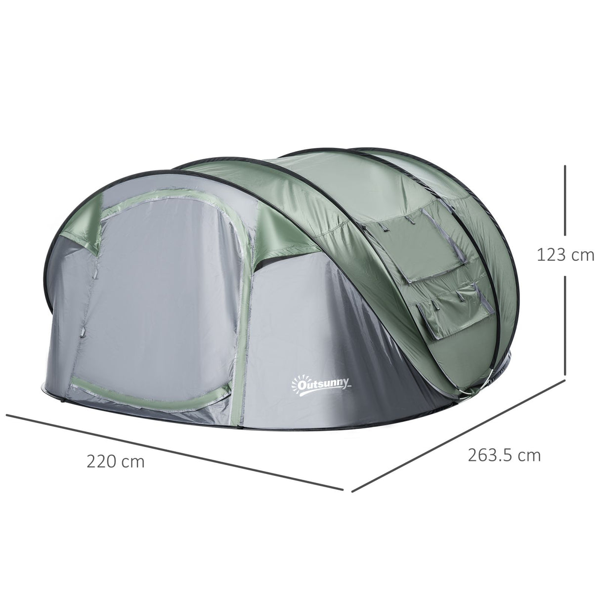 easycomfort easycomfort tenda da campeggio pop up 4 5 posti 2 porte e 4 finestre telo impermeabile 263 5x220x123cm verde scuro ean 8054144139081