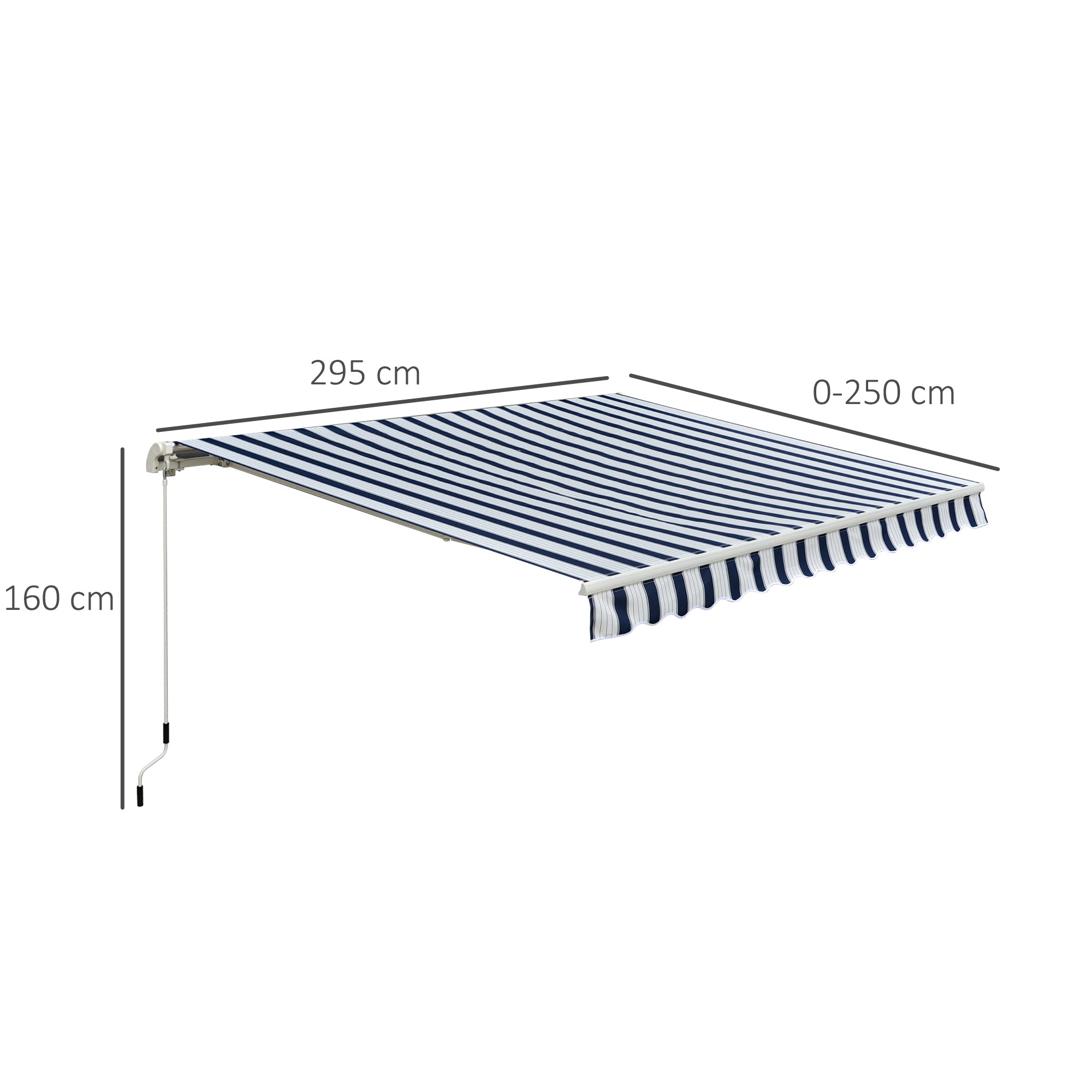 EASYCOMFORT Tenda da Sole a Bracci per Esterno con Manovella, Metallo e  Poliestere, 3x2.5m Blu e Bianco
