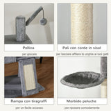easycomfort easycomfort tiragraffi a soffitto multilivello per gatti corde in sisal piattaforme casetta e amaca grigio 60x40x230 280cm