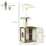 easycomfort easycomfort tiragraffi per gatti con mobile porta lettiera posatoi e pallina da gioco 49x46x131 5 cm marrone