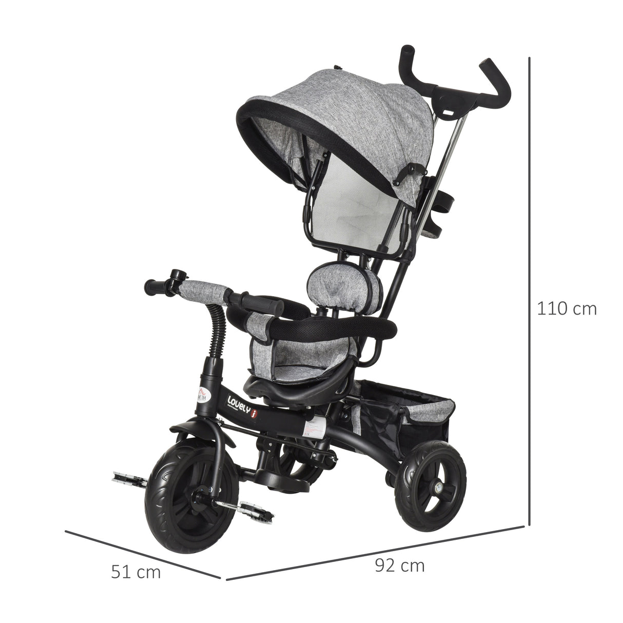 easycomfort easycomfort triciclo passeggino 2 in 1 pieghevole per bambini 18 mesi con maniglione