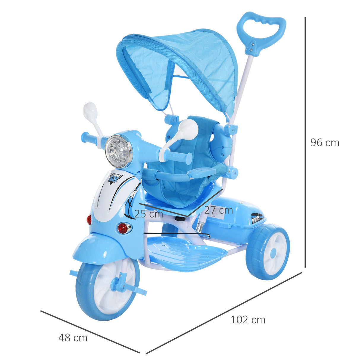 easycomfort easycomfort triciclo passeggino azzurro a forma di moto per bambini 18 72 mesi con tettuccio rimovibile