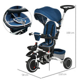 easycomfort easycomfort triciclo per bambini 12 50 mesi con maniglia di spinta tettuccio e poggiapiedi 110x58x100 cm blu e bianco