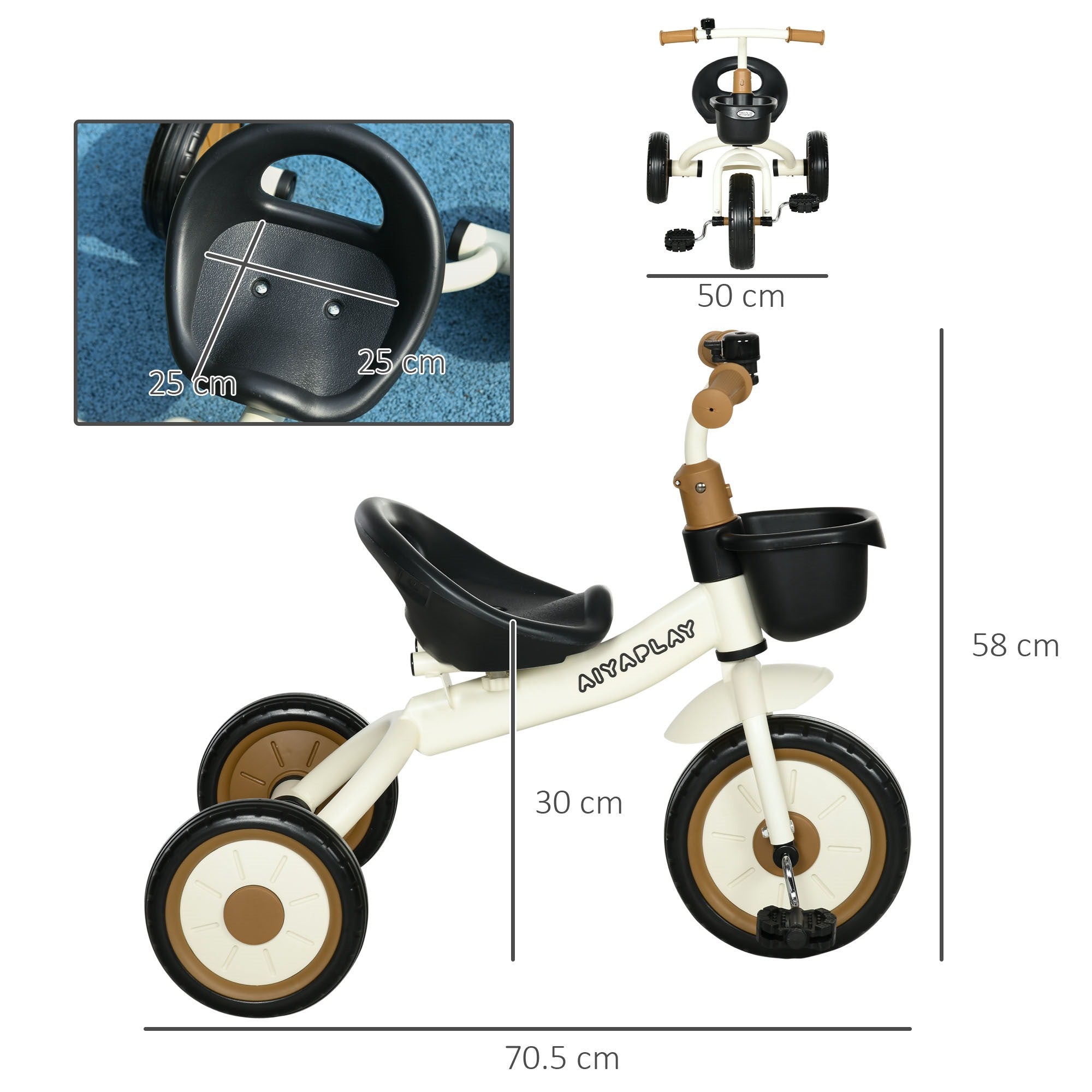 EASYCOMFORT Triciclo per Bambini da 2-5 Anni con Seduta Regolabile