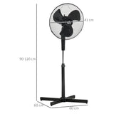 easycomfort easycomfort ventilatore a piantana a 3 velocita con altezza regolabile angolo di inclinazione a 80 in pp 60x60x90 120cm nero