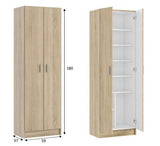 fores armadio multiuso fores a 2 ante e 5 ripiani cm 59x37x180h colore rovere