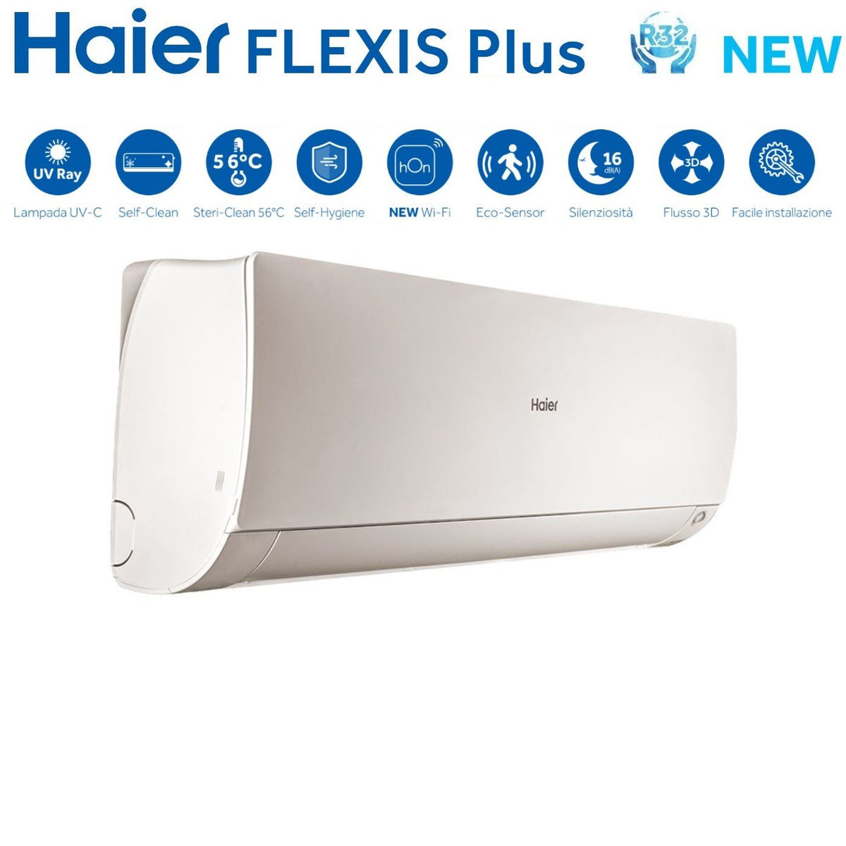 haier climatizzatore condizionatore haier trial split inverter serie flexis plus white 7715 con 3u70s2sr3fa r 32 wi fi integrato colore bianco 7000700015000