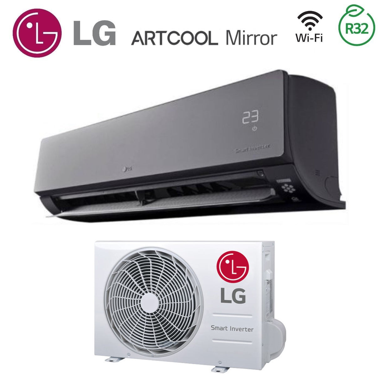 lg climatizzatore condizionatore lg inverter serie artcool mirror 18000 btu ac18bk r 32 wi fi integrato voice control aa