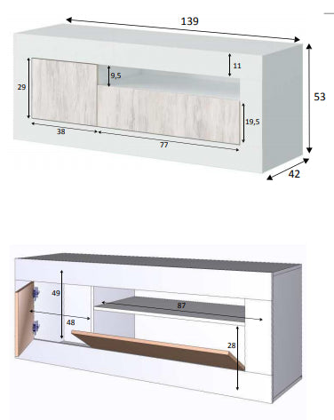 no brand mobile porta tv baltik 2 ante cm 139x42x53h