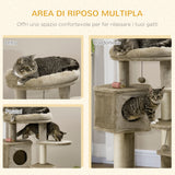 easycomfort easycomfort albero tiragraffi per gatti con pali in sisal lettino casetta e piattaforme 55x55x94cm marrone