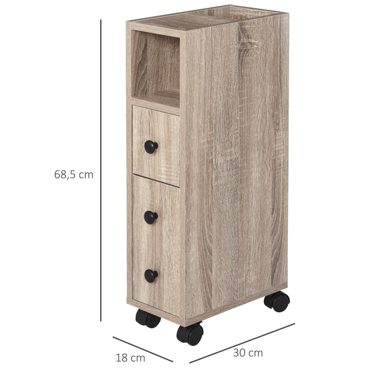 easycomfort easycomfort armadietto da bagno a colonna design compatto 4 ruote color rovere ean 8054111841085