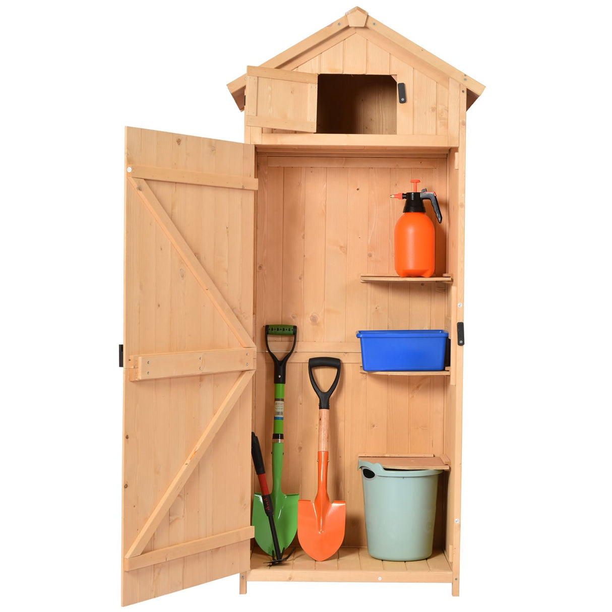 easycomfort easycomfort armadietto da giardino esterno porta attrezzi in legno con 3 mensole ean 8054144138916