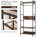 easycomfort easycomfort attaccapanni a muro con scarpiera e mensole stile industriale 80x40x200cm ean 8054144136806