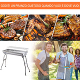 easycomfort easycomfort barbecue acciaio inox gambe pieghevoli 2 griglie 100 x 43 x 68 cm ean 8054144135465