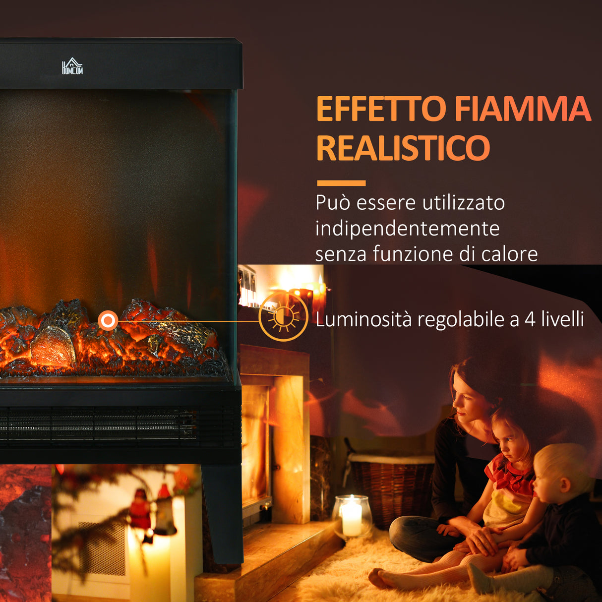 easycomfort easycomfort camino elettrico 1000w 2000w con fiamma led realistica e controllo temperatura 40 5x20x62 cm nero