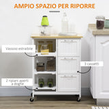 easycomfort easycomfort carrello da cucina con 3 cassetti 2 ripiani aperti e vassoio rimovibile in mdf e legno di pino 67x37x87 cm