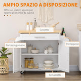easycomfort easycomfort carrello da cucina con cassetto portaspezie armadietto e 4 ruote 109x40x89cm bianco