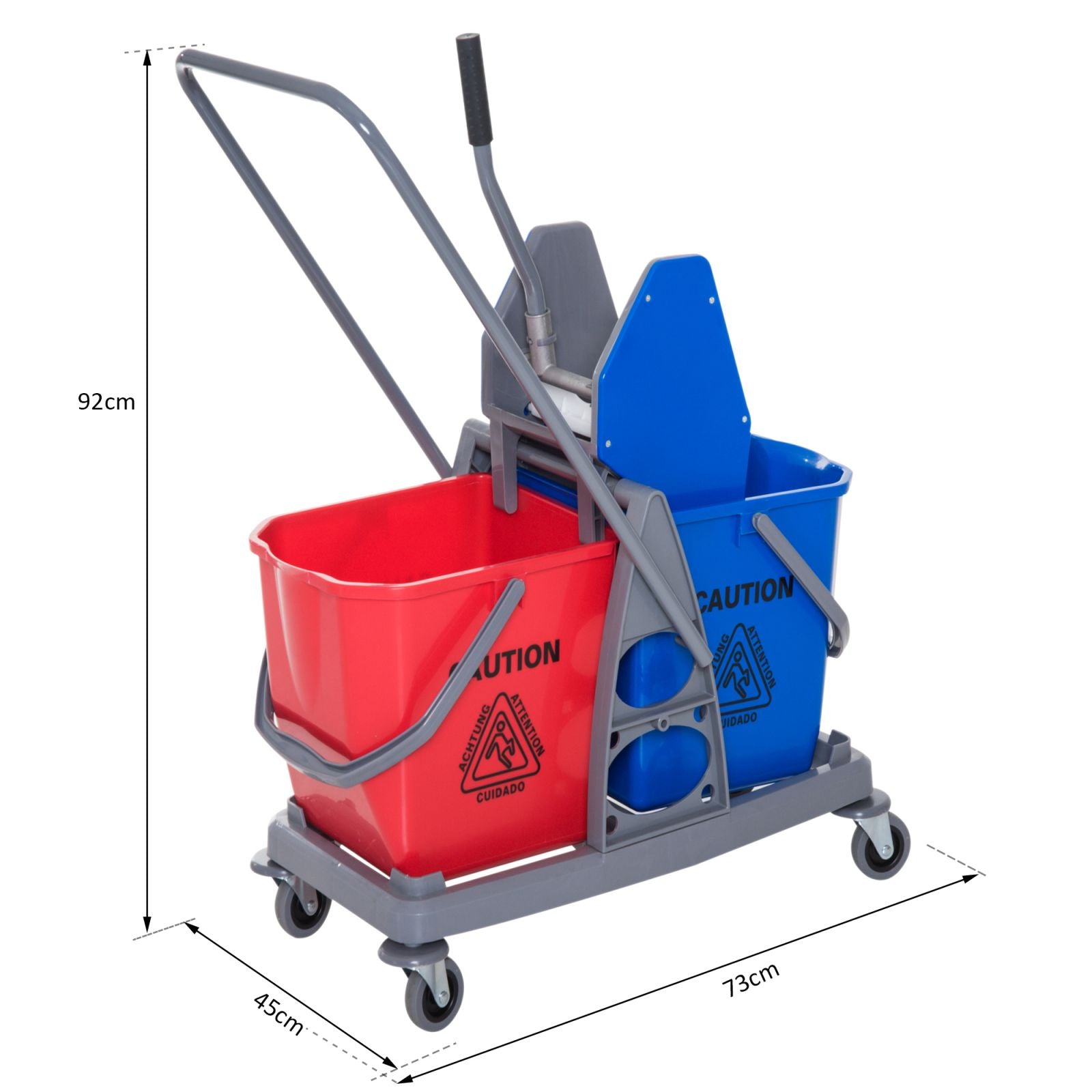 EASYCOMFORT Carrello delle Pulizie Professionale con Strizzatore e 2  Secchi, Blu e Rosso